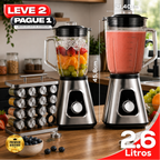 Liquidificador Multiuso 5 em 1 Com 2 Jarras de Vidro + BRINDE Porta Tempero Vertical 16 Potes - COMPRE 1 LEVE 2