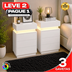 Gaveteiro Inteligente Led Multifuncional c/ Carregador + BRINDE: Tapete Peluciado de 122x183cm - COMPRE 1 LEVE 2