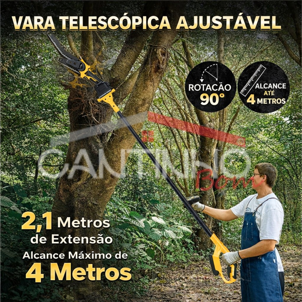Motosserra Elétrica Com 4 Baterias 21v Bivolt + BRINDE Bolsa de Ferramentas Multiuso - COMPRE 1 LEVE 2