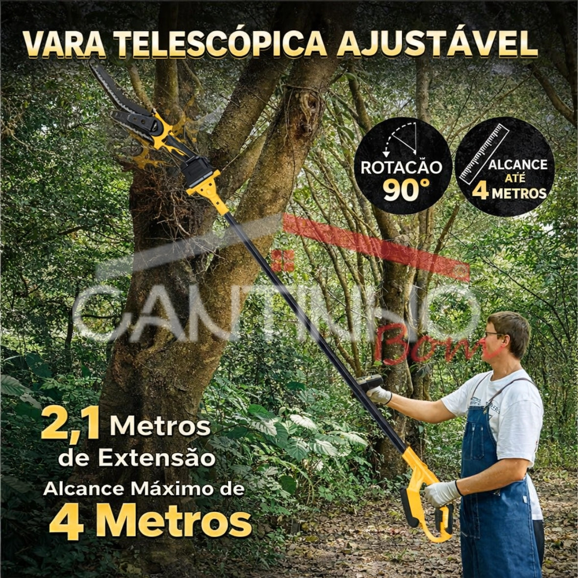 Motosserra Elétrica Com 4 Baterias 21v Bivolt + BRINDE Bolsa de Ferramentas Multiuso - COMPRE 1 LEVE 2