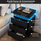 Gaveteiro Inteligente Led Multifuncional c/ Carregador + BRINDE: Tapete Peluciado de 122x183cm - COMPRE 1 LEVE 2