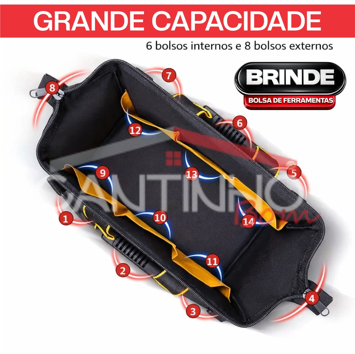 Motosserra Elétrica Com 4 Baterias 21v Bivolt + BRINDE Bolsa de Ferramentas Multiuso - COMPRE 1 LEVE 2