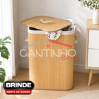 Gaveteiro Multiuso com Rodinhas OrganizaMax™ + BRINDE: Cesto De Roupa em Bambu - COMPRE 1 LEVE 2